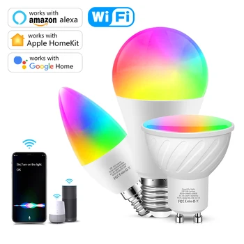 Tuya Smart Life/Apple Homekit Smart LED-Lamp E14, GU10 E27 RGBW WiFi LED Lamp Smart Home Werken Met Siri Alexa Google Startpagina