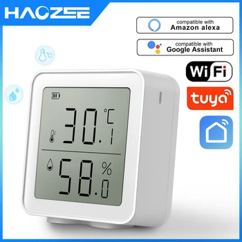 Tuya WIFI Temperatuur En Vochtigheid Sensor Binnenshuis Hygrometer Thermometer Met LCD-Display Ondersteuning Alexa Google-Assistent