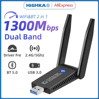 USB Wi-Fi Draadloze netwerkkaart, Bluetooth 5.0 USB 3.0-Dongle 5ghz WiFi5 Adapter Dual-Band WiFi-Kaart Voor PC Laptop, Windows MaxOS