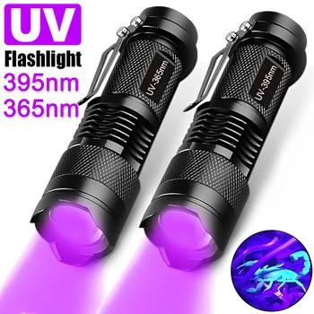 UV Zaklamp LED Uv Zaklamp Inzoombare Mini Ultra Violet Licht 395/365nm Inspectie Lamp Huisdier Urine Vlek Detector Tools