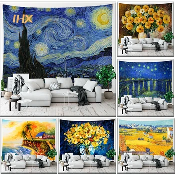 Van Gogh Muur Opknoping Wandtapijten Bohemen Kamer Decor Hippie Moon Star Nacht Art Print Tapijt Slaapkamer Decoratie-Esthetiek