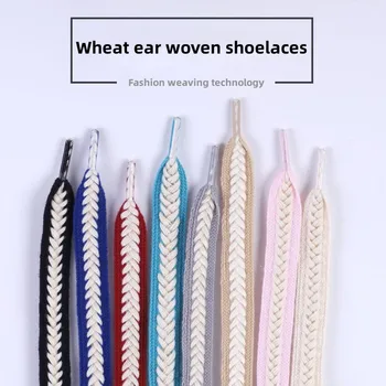 Van zuiver Katoen Tarwe Oor Schoenveters voor SneakersWide1.5cm Rainbow-Methode Voor Vrouwen Man Vezelig Weefsel Klassieke Schoen Veters