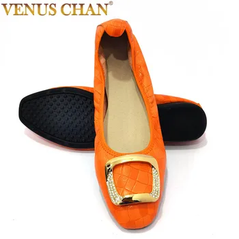 Venus Chan Voorjaar Ballet Opvouwbare Vrouwen comfortabele Platte Schoenen Grote Maat 34-45 Casual Loafers met Hoge Kwaliteit Lederen Dames Schoenen