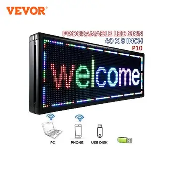 VEVOR 7-Color LED-Scrolling Message Display 40x8Inch RGB-P10 Digitale Openlucht Programmeerbare Display Raad voor de Reclame van Zaken
