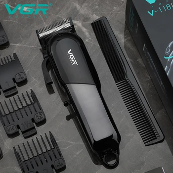 VGR V-118 Kapper Hair Cut Machine Elektrische Oplaadbare Draadloze Professionele Tondeuse voor Mannen open Haarden en Kachels Trimmer