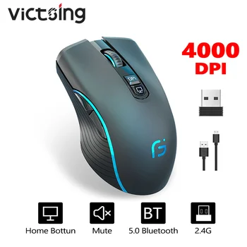 VicTsing X9 2.4 G draadloze muis Bluetooth 5.0 oplaadbare 4000DPI verstelbare ultra-dunne stille ergonomische muis voor de Laptop, en PC