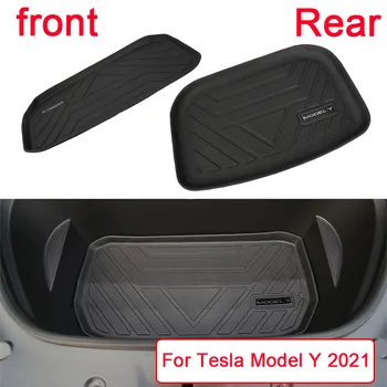 Voor de Tesla Model Y 2021-2023 Upgrade TPE Front-Opslag Box Pad Achterste Romp Mat Waterdichte Beschermende Voering Romp Lade Mat
