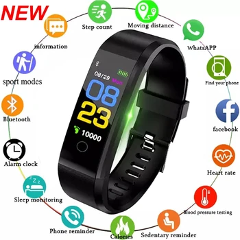 Voor Xiaomi Huawei 115 Plus Smart Watch Van Mannen, Vrouwen Fitness Tracker Hartslag Bloeddruk Monitor Sport Waterdichte Smartwatch
