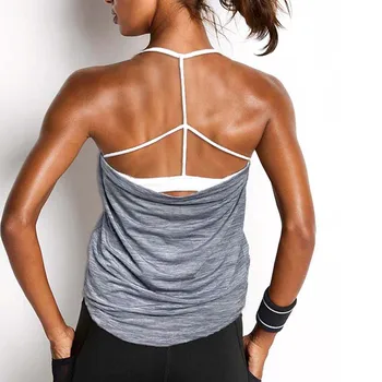Vrouwen binnenvoering twee pc ' s Workout Gym Tank Top Fitness Vest Mouwloos sportshirt Yoga Top Lopende Yoga Training Shirt Tops