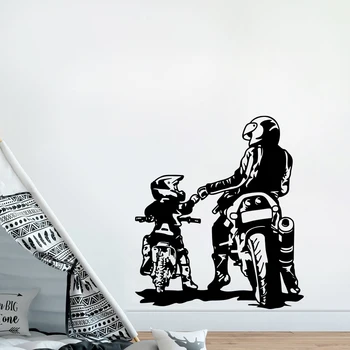 Vuil Biker Vader en Zoon Motorfiets Muur Sticker Sticker Off-road Motorfiets Motor Kids Slaapkamer Speelkamer Vinyl Home Decor