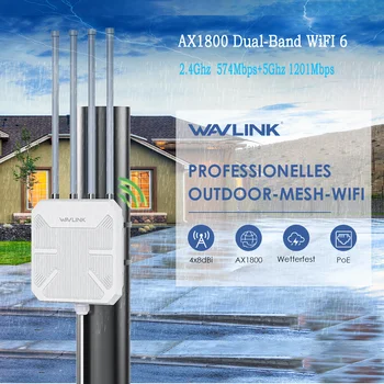 WAVLINK ANTENNE-HD6 WiFi-6 AX1800 Dual-Band 2.4 GHhz 5GHz Long Range Outdoor Router Draadloze AP met PoE en IP67 Waterdicht