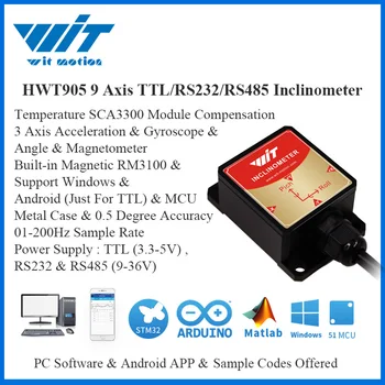 WitMotion HWT905 Hoge Nauwkeurigheid Van 0,05 ° Militaire-Grade Sensor Inclinometer 9 As AHRS Sensor Waterdicht IP67 & Anti-vibratie
