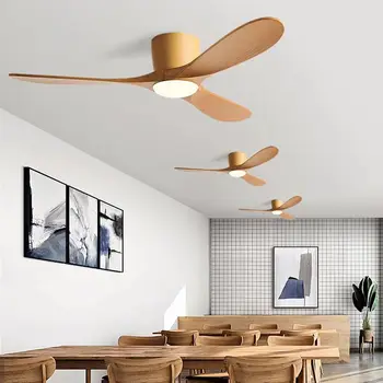 Woonkamer Plafond Ventilator met Lamp en Afstandsbediening Houten ventilatorbladen DC-Motor Celing Fan