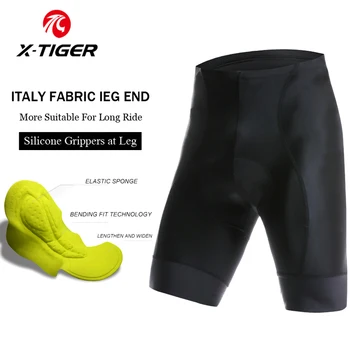X-TIGER Gevoerde Fiets Broek Met 8cm Italië Anti-Slip Been Handvatten heren Fietsbroek Fietsen Kleding Cyclus Dragen van Panty ' s