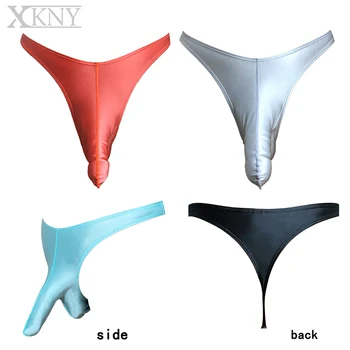 XCKNY nieuwe olie glossy mannen T-vormige broek sexy glanzende broek bikini hoge split sport zwemmen broek dieptepunt onderbroek mannen strings