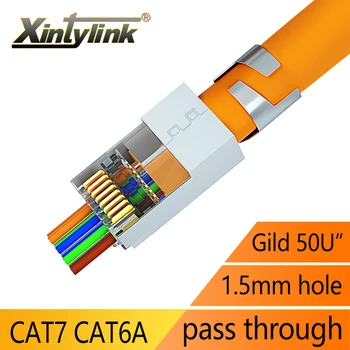 xintylink CAT7 rj45 connector 10Gbps 50U CAT6A ethernet-kabel plug netwerk SFTP FTP afgeschermde lan-aansluiting passeren 1,5 MM gat