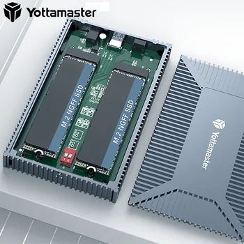 Yottamaster SO4-RC3 2 Bay M. 2 NGFF 4TB SATA SSD Mobiele Harde Schijf Behuizing met USB3.1 GEN2-Type-C 10Gbps voor Windows, Mac OS Linux