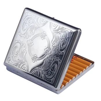 Zilver draagbare metalen sigaret geval kan houden 20 sigaretten buiten roken hulpmiddelen voor het gebruik op reis