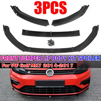 Glossy Zwarte Auto Voorbumper Splitter Lip Spoiler Body Kit Bumper Diffuser Voor een VW Golf MK7 heeft een looptijd tot 2014-2017 Bumper Lip Splitter