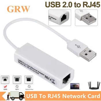 Grwibeou USB 2.0 RJ45 netwerkkaart 10/100Mbps USB Lan RJ45 Netwerk-Kaart USB-naar-Ethernet-Adapter Voor PC-Laptop Windows 7 8 10
