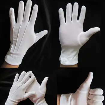 Volwassen Witte Formele Handschoenen Mannen Tuxedo Guard Parade Santa Inspectie Jurk Goedkope Werkende Handschoenen